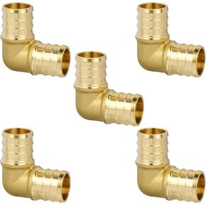 1/2" PEX Elbow 90 Degree, PEX Fitting for Plumbing Repairs, Sturdy and Durable Brass Crimp Fitting (5 Pack)