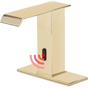 Automatic Sensor Brushed Nickel Touchless Bathroom Sink Faucet with Cover Plate Vanity Faucets Hands Free Waterfall Bathroom Water Tap with Control Box and Temperature Mixer by GGStudy
