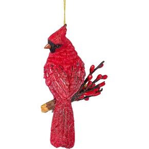 Holiday Cardinal Brilliant Red 5 x 4 Resin Holiday Hanging Figurine Ornament