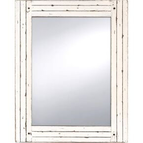 Prinz 18.5" x 23.5" White Water's Edge Homestead Mirror Distressed Wood