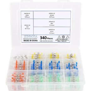 Heat Shrink Butt Connectors Waterproof Solder Seal Wire Connectors Kit AWG26-10 Butt Splice Connectors Solderless Insulated Electrical Wire Terminals for Marine Automotive Truck Motorcycle 340Pcs