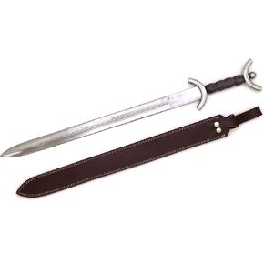 Medieval Warrior Fantasy Celtic Sword with Black Leather Sheath