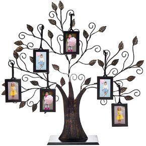 Philip Whitney Picture Frames, Family Tree Picture Frames with 6 Hanging Photo Frames, Wall Decor, Table Decor, Gifts for Mom, 20"