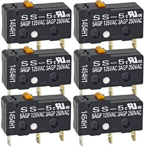 SS-5 Micro Switch (عبوة من 6) - دبوس المكبس، SPDT، 5A 125VAC 3A 250VAC SS5 Switch