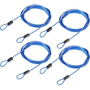 4 Pack Security Cable - Plastic Coated Steel Locking Rope Apply to Outdoor/Bicycle/Travel (2.5mmx2m, Transparent)
