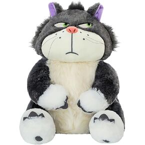 Cute Cat Plush Toy Cinderella's Cat Lucifer Plush Doll Fun Anime Cat Filled Animal Plush Throw Pillow, Birthday for Boys and Girls,Black,15.7in