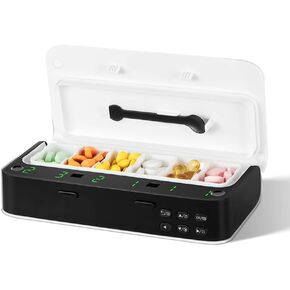 VODESON Weekly (7days) Travel Pill Organizer,Smart Remind Pill Box with Alarm,Medicine Dispenser Portable Travel Pill Case for Vitamins/Fish Oil/Supplements/Pills Home Pill Reminder