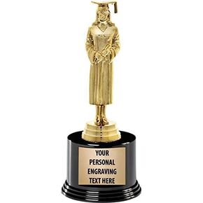 Crown Awards Graduation Trophies with Custom Engraving, 7.25" Personalized Female Graduation Trophy On Deluxe Round Base Prime