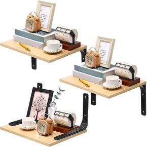 Pinkunn 3 مجموعة أرفف عائمة عميقة 16 عرض × 12 عمق رف خشبي ريفي رف عائم للجدار معلق على الحائط أرفف جدارية عائمة عميقة، أرفف مثبتة على الحائط لغرفة النوم والحمام والمطبخ in Kuwait