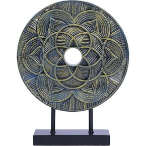 WUBIANJIE Geometric Blue and Gold Decorative Sculpture, Round Art Piece for Living Room, Coffee Table, Kitchen Cabinet Top, Office TV Console, and Shelf Decor, Elegant Centrepiece and Ornament (Gold)