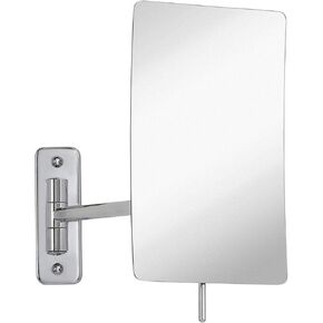 Hamilton Hills Modern Chrome Polished Stainless Steel Rectangular Mirror | Wall Mounted Magnifying Mirror for Precise Makeup Application | Adjustable Arm Tilt for Easy Positioning | 3X Magnification
