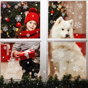 Large Glitter Snowflake Winter Window Cling, 6 Sheets Sparkly Static Silver Window Clings for Christmas Party Decorations, Window Decals for Glass