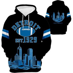 Mens Graphic City Letter Printed Pullover Crewneck Hoodies Football Sport Fans Classic Unisex Sweatshirt Birthday