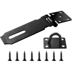 Door Lock Hasp Latch, 4 Inch SUS 304 Stainless Steel Door Safety Packlock Clasp with Screws, Extra Thick Door Lock Latch,for Doors, Cabinets, Closets (Black)