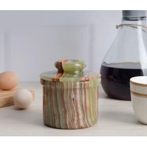 Round Butter Dish| Marble Butter Keeper| Perfect Breakfast Companion with Classical Look | French Butter Storage Container for Kitchen (Onyx Green), Regular