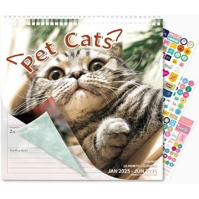 Ospelelf Cats Calendar 2025-2026 Wall Calendar 12'' x 12'' Monthly Desk Calendar 18 Month Family Calendar, Use Jan 2025 - June 2026