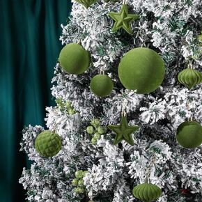 95 PCS Velvet Christmas Tree Decorations Set, 70 Assorted Velvet Flocked Ball Ornament 12 Velvet Bow 1 Top Star 12 Glitter Berry Stems for Xmas Holiday Tree Wreath(Wine Red, Brown, Khaki)