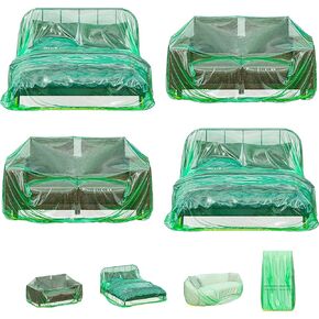 Skywin Furniture Covers for Moving - 4Pack, 101x75x50,Large Sofa Couch Storage Bag & Plastic Couch Cover Dust Protector for Furniture Covering Wrap -Clear Furniture Wrapping for Moving and Protection