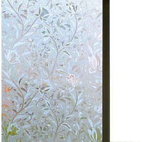 Niviy Excellent Quality 3D Static Cling Window Film Non-Adhesive Window Covering Decorative Flower Privacy Film for Window 23.6" x 236"