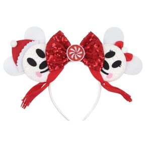 JIAHANG 3D Mouse Ear Headband, Purple Mermaid Mic Mouse Ear Headband Sequin Bow Costume Headwear for Women Girls (3D-mermaid)