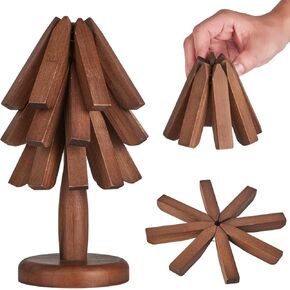 CUIYAKI Trivets Tree Set of 3 Trivets for Hot Dishes Hot Pad Bowls and Teapots Coaster for Teapot Potholder Kitchen Gift Multifunctional Ornaments and Easy Storage Bamboo Products