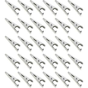 DGZZI 30PCS 27x9x4mm Metal Test Crocodile Clip Power Clip Power Test Clip for Laboratory Electrical Test Work and DIY Soldering Aid Hand Device