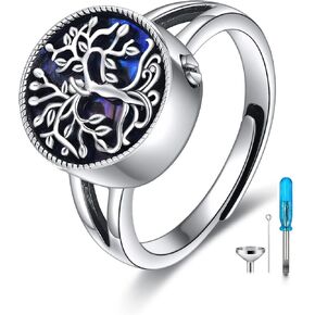 ONEFINITY Urn Ring for Ashes Sterling Silver Adjustable Tree of Life Cremation Jewelry Ring Memorial Keepsake Cremation Jewelry for Women