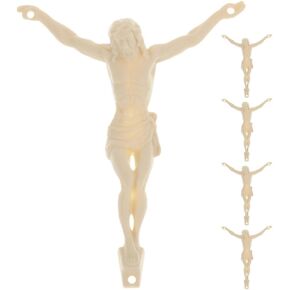 Luxshiny 5pcs Crucifix Wall Cross DIY Craft Plastic Jesus Figurine 4 Inch Jesus Sculpture Christian Jesus Ornament Communion Decoration Catholic Religious