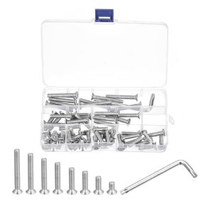 uxcell M6 Torx Security Screws Kit, (M6x10/16/20/25/30/35/40/45mm) 65pcs 304 Stainless Steel Countersunk Head Tamper Proof Screw, W 1pcs T30 Wrench Bolts