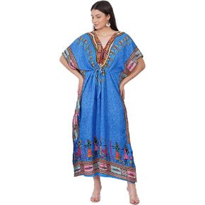 Women African Kaftan Maxi Swimsuit Beach Cover Up Nightwear Loungewear Casual Dress Ladies Free Size