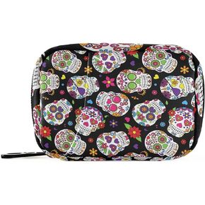 xigua Skull Travel Pill Organizer Moisture Proof Pill Box Purse Daily Pill Case for Vitamins, Medication and Supplements