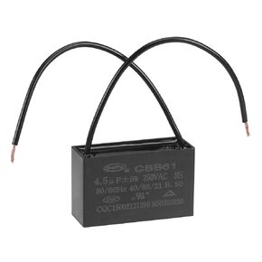 CBB61 3uF Ceiling Fan Capacitor 250V AC 25/70/21 ±5% 50/60Hz Cylinder 37x26x15mm with 2 Wires Metalized Polypropylene Film Capacitors for Electric Fan Pump Motor Generator,1 PCS