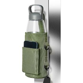 Magnetic Gym Bag Magnetic Water Bottle Holder Gym Water Bottle Carrier Pouch with Phone Pocket Silicone Towel Buckle and Sling for Easy Attachment to Metal Exercise Equipment