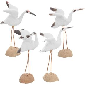 POPETPOP Miniature Crane Bonsai Statues - 4 Pcs Ceramic Bird Figurines Crane Sculptures, Fake Birds Statues Outdoor Micro Landscape Ornaments for Fish Tank Fairy Garden Decor
