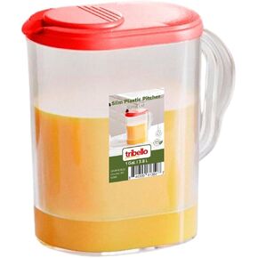 Tribello Pitcher with Lid 1 Gallon, Slim Clear Plastic Water Pitcher with Pivot-top Spout Lids, Iced Tea Pitcher for Fridge, Freezer/Dishwasher Safe, and BPA/Phthalate Free