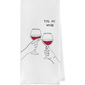 Wine Lovers Dish Towel - Funny Wine Gifts Decorative Waffle Weave Kitchen Towels, Wine Lover Gifts for Women Tea Hand Towel, Housewarming Gift (16×24 Inches)
