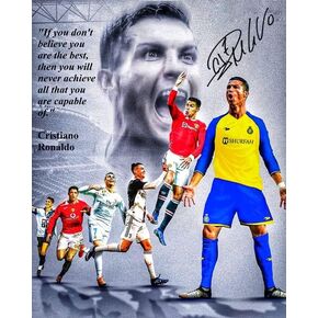 Ikonic Fotohaus Cristiano Ronaldo Motivational Quote Mindset for Success Believe You are the Best Soccer Superstar Photo Autograph Print Poster Wall Art Home Decor