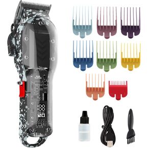 Professional Hair Clippers for Men, Cordless Barber Clippers for Hair Cutting & Grooming, LED Display Hair Clippers Set for Barber Haircut with 8 Fade Taper Combs