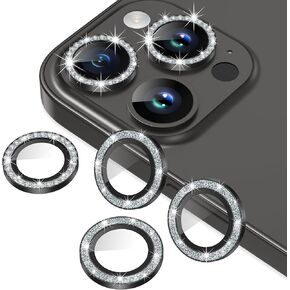 AGVEE 3+3 for iPhone 14 6.1" / 14 Plus 6.7" Camera Lens Protector, Brushed Metal Ring 9H Tempered HD Glass Camera Protector Cover Film, Brushed-Blue