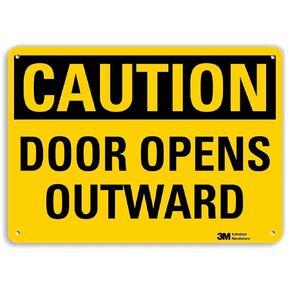 Smartsign U4-1215-RA_14X10 "Caution Door Opens Outward" Reflective Recycled Aluminum Sign, 14" x 10"
