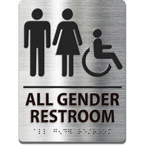 ADA-Mark Modern Restroom Sign for Business - ADA Compliant Braille Bathroom Sign with Easy Installation - 6" W x 8" H
