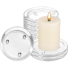 12Pcs Clear Transparent Candle Plate, Round Glass Candle Holder, Candle Holders for Dinning Wedding Party Table Centerpiece,3" (12, 3")