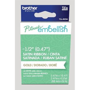 Brother P-Touch Embellish Gold Print on Light Blue Satin Ribbon TZERL34 - ~½" Wide x 13.1’ Long for use with P-Touch Embellish Ribbon & Tape Printer in Saudi Arabia