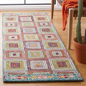 Safavieh Aspen Collection Runner Rug - 2'3" x 9', Pink & Gold, Handmade Boho Wool, Ideal for High Traffic Areas in Living Room, Bedroom (APN270U)