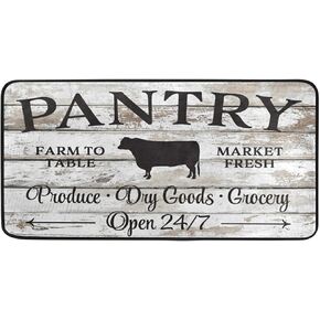 Rustic White Wood Pantry Farmhouse Kitchen Room Rugs Runner 39×20in Non Slip Machine Washable, Runner Floor Mat for Washroom, Bathroom, Kitchen Decor
