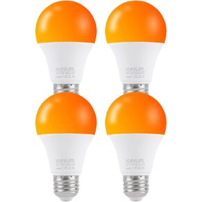 KINUR LED Amber Light Bulbs, A19 9W(60W Equivalent) 1800K E26 A19 Amber Soft Light Bulbs Warm Light Bulbs for Bedroom, Healthy Sleep, Baby Nursery Light, Turtle Friendly Light Bulbs 4 Pack