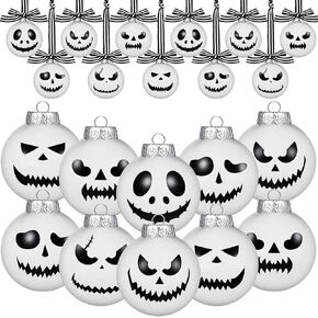 Leyndo 12 Pcs Christmas Tree Ball Ornaments - Nightmare Decorations for Halloween - Ghost Balls for Hanging