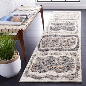 SAFAVIEH Casablanca Collection Runner Rug - 2'3" x 9', Ivory & Dark Grey, Hand-Knotted Modern Wool, Ideal for High Traffic Areas in Living Room, Bedroom (CSB549G)