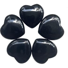 5Pcs Natural Ocean Jasper Crystal Love Heart Stone, Polished Palm Pocket Stones Healing Therapy Chakra Balancing 1 Inch(25mm)