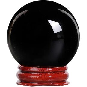 40mm Crystal Ball Ornament with Wooden Stand for Meditation, Decorative Feng Shui Crystal Sphere for Home Office and Chakra Balancing, Titanium Coated Crystal Agate, Light Blue